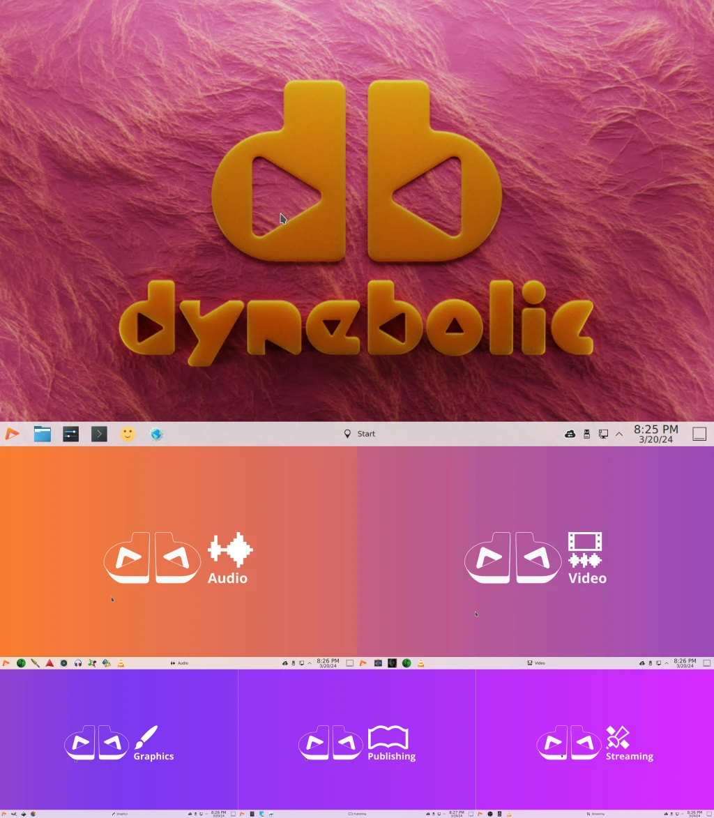 Screenshots of dynebolic and the activities